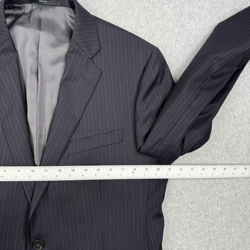 Saks Fifth Avenue Blazer Mens 42R Black Striped Super 130s Wool Loro Piana Coat - Picture 16 of 16